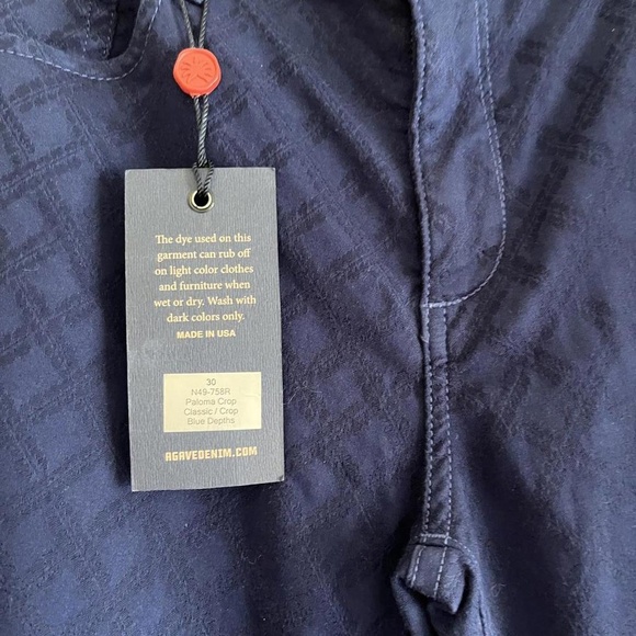 NWT Agave‎ Denim Paloma Blue Elegant Dark Wash Textured 5Pocket Jeans Pants 30 - Picture 5 of 7